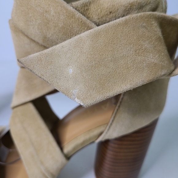 RAYE x Revolve Mia Tan Beige Genuine Suede Wrap Sandals - Picture 9 of 13